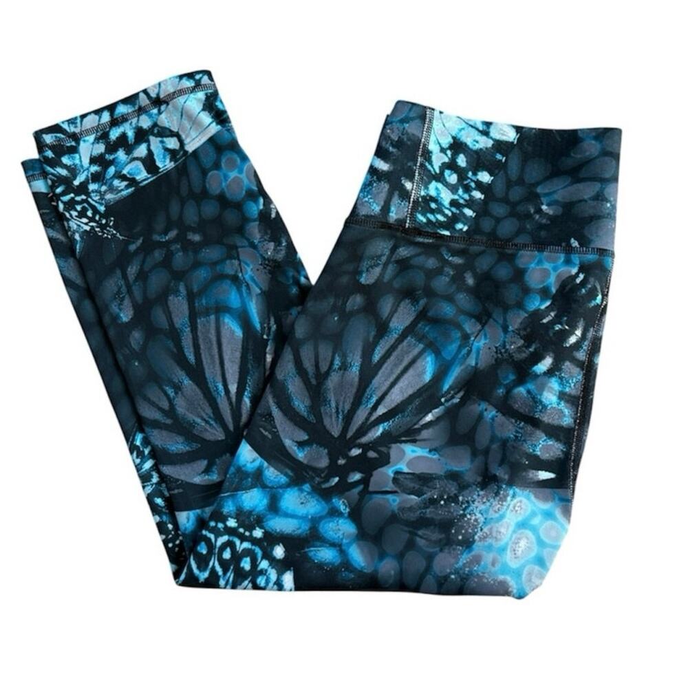 Champion Women's Size Large L Blue Black Tie Dye Ankle Length Pants Leggings - Picture 2 of 4